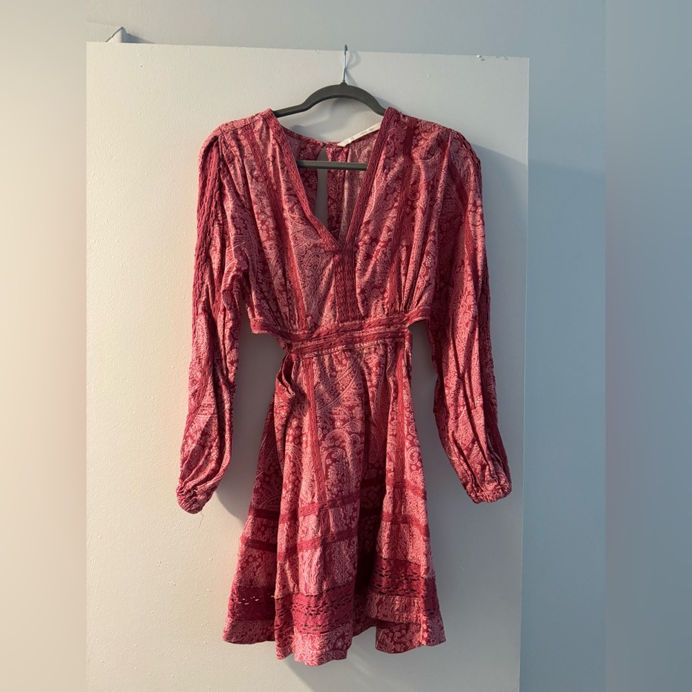 Mango paisley pink Long Sleeve Dress